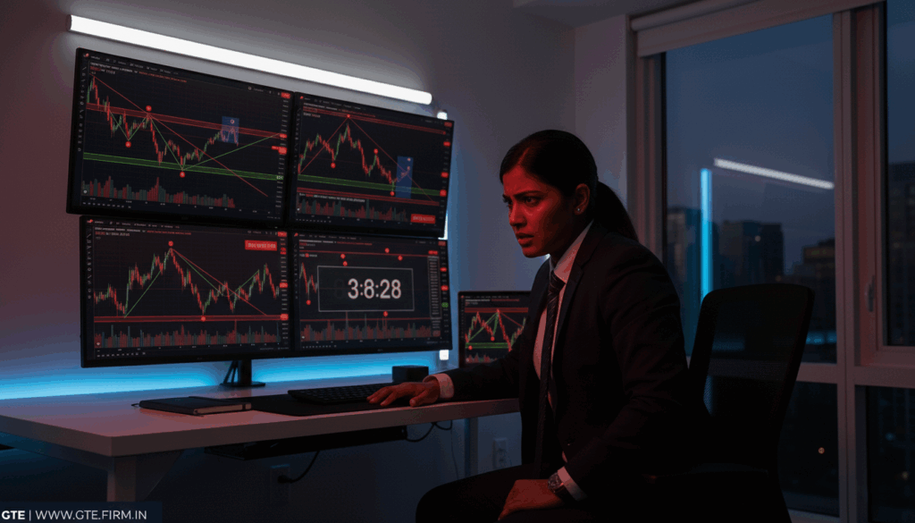 Time-based exit shown using chart and countdown timer concept.